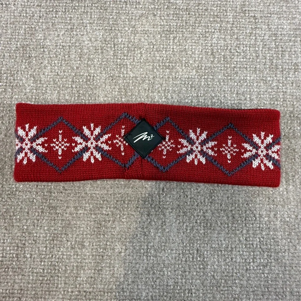 VTG Merkley Headgear Red Wool Nordic Snowflake Winter Headband Ear Warmer Canada